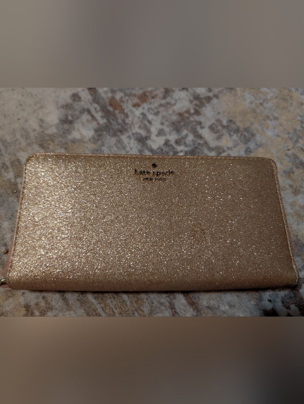 kate spade Metallic Glitter Zip-Around Wallet - Gold